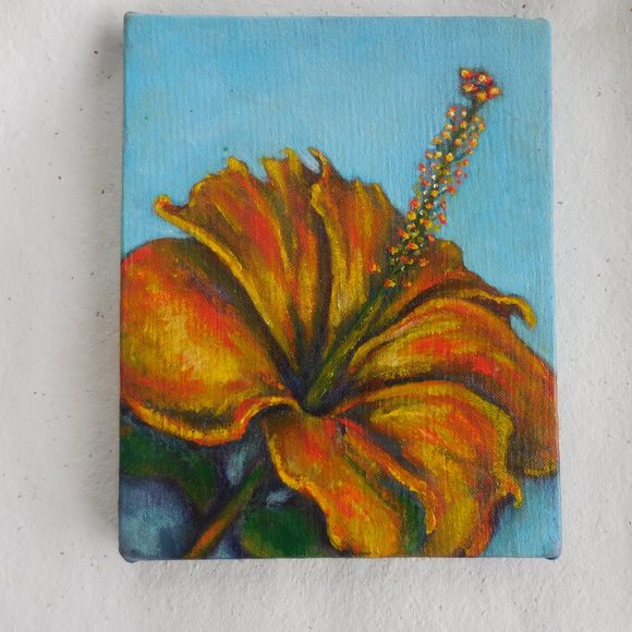 Original Acrylic Painting Hand stretched Canvass HIbiscus 🌺